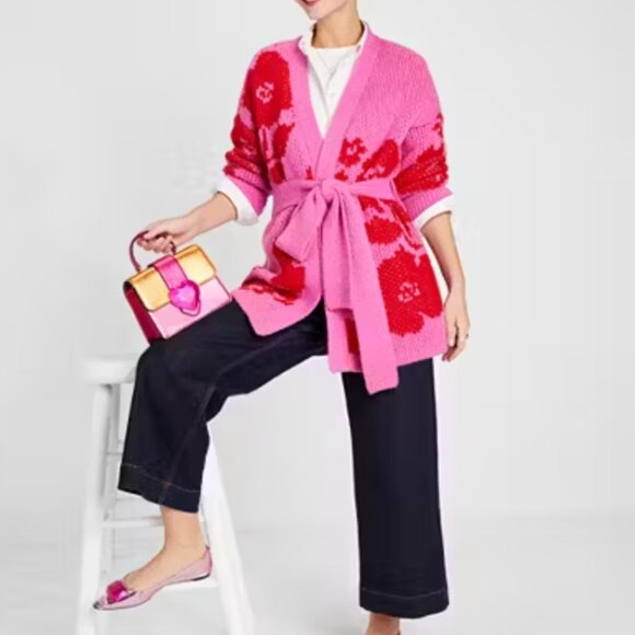 Kate Spade Rose Garden Intarsia Cardigan Size S - Picture 4 of 7